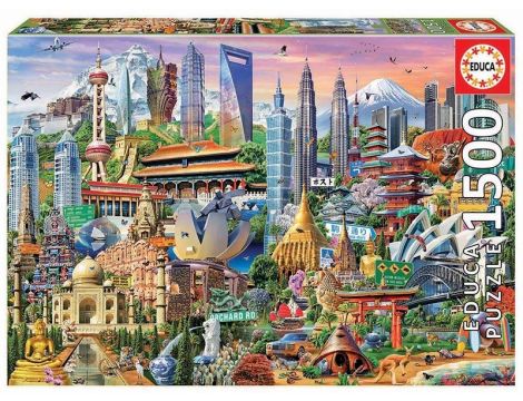 Puzzle Punkty Orientacyjne Azja Educa 1500el