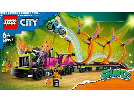 Klocki LEGO City Wyzwanie Kaskaderskie - Ciężarówka I Ogniste Obręcze 60357 - 2