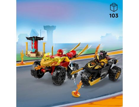 Klocki LEGO Ninjago Bitwa samochodowo-motocyklowa między Kaiem a Rasem 71789 - 4