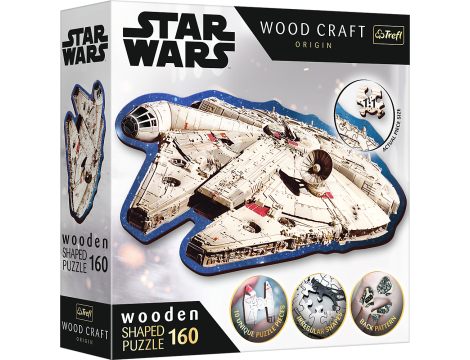 Puzzle Drewniane Konturowe Sokół Millennium Star Wars Trefl 160el