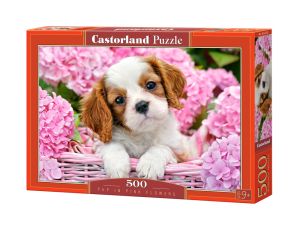 Puzzle Szczenię W Różowych Kwiatach Castorland 500el