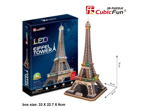 Puzzle 3D Wieża Eiffla LED Cubic Fun