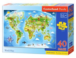 Puzzle Mapa Świata Castorland 40 maxi